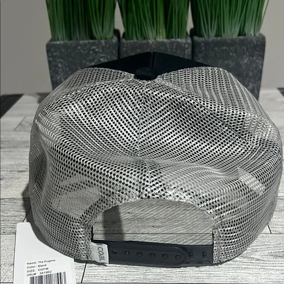 Black and White Trucker Hat with Adjustable Snapback - Picture 4 of 6